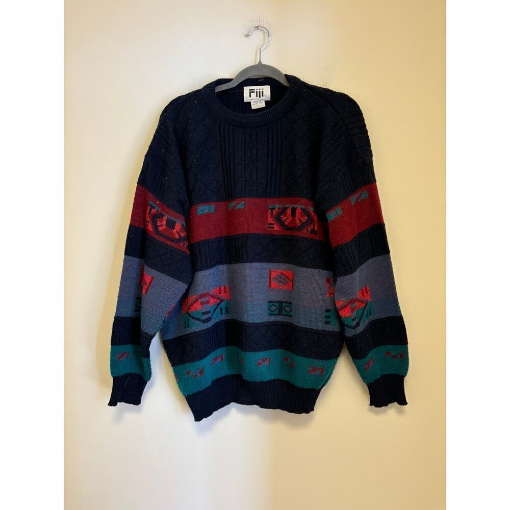Fiji Vintage Made in Italy Embroidered Grandpa Sweater